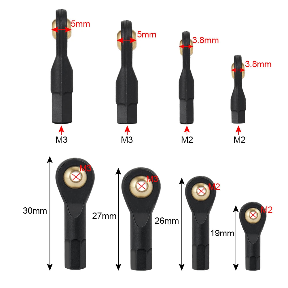 Rotules plastique M2 M3 AXSPEED pour crawler 1/10 – détail produit