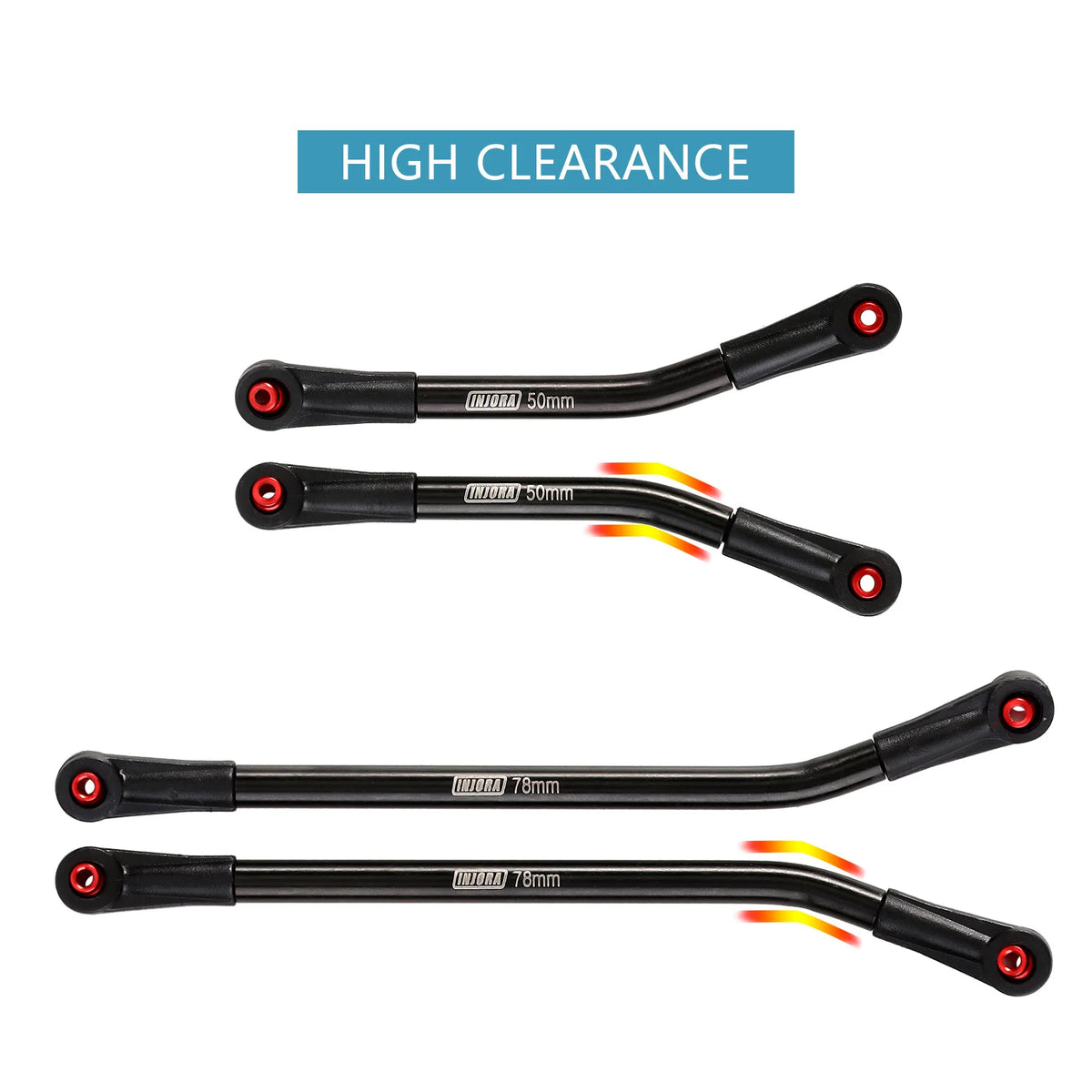 Kit de 4 biellettes inox INJORA pour SCX24 Gladiator et Power Wagon – détail produit