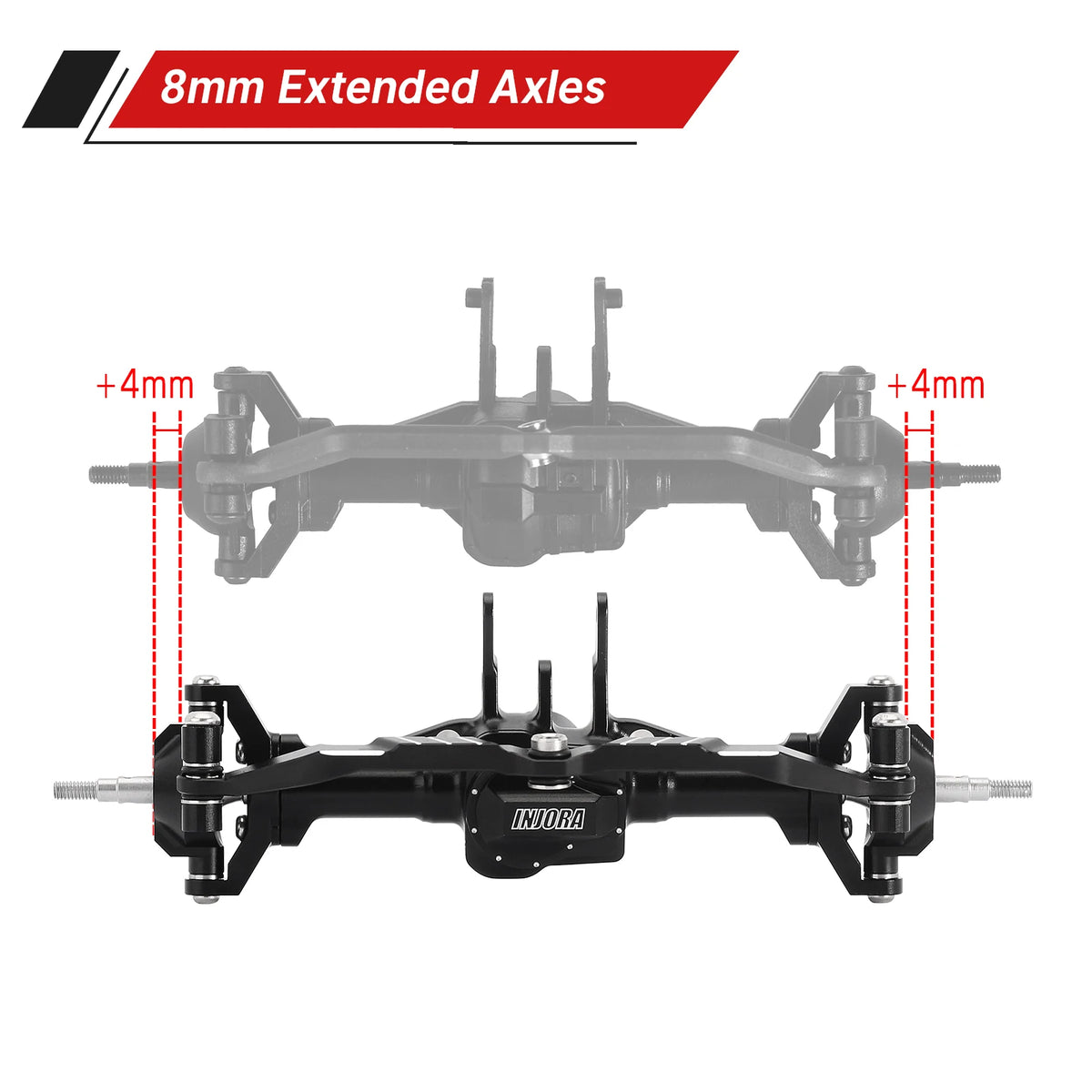Ponts complets INJORA CNC aluminium +4 mm pour TRX4M 1/18
