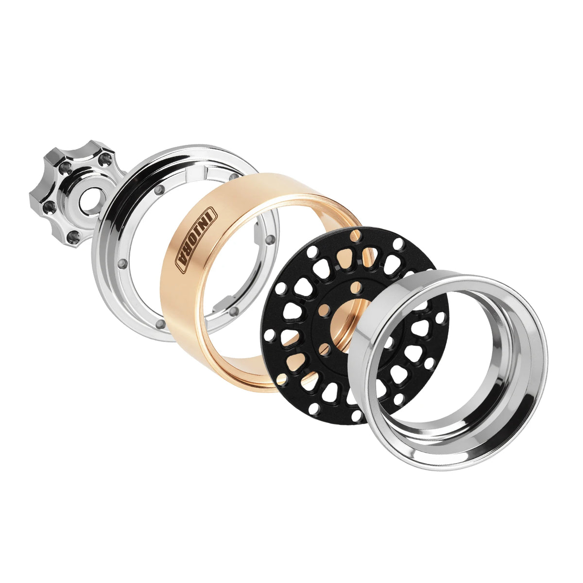 Jantes beadlock INJORA ModuWheel 1.0 laiton aluminium – vue complémentaire