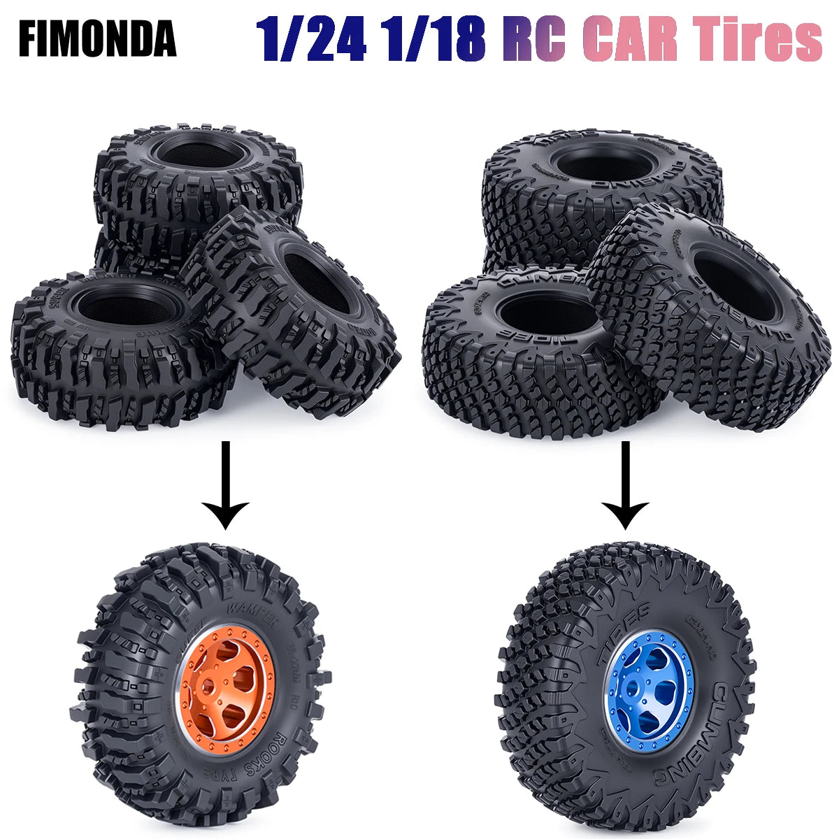 Pneus crawler 1.0 souples 55 ou 63 mm pour SCX24 FCX24 TRX4M
