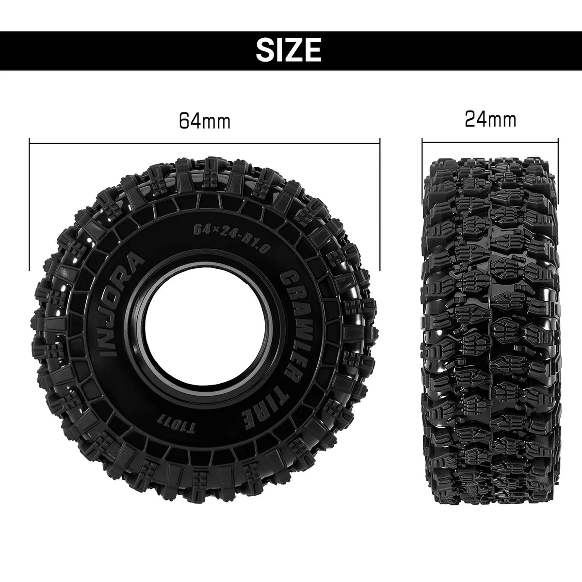 Pneus INJORA Super Soft Sticky pour micro crawler – vue produit