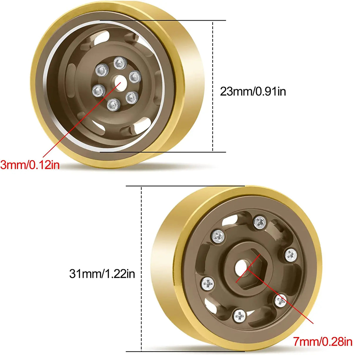 Jantes beadlock 1.0 pour TRX4M SCX24 AX24 FCX24 – détail produit