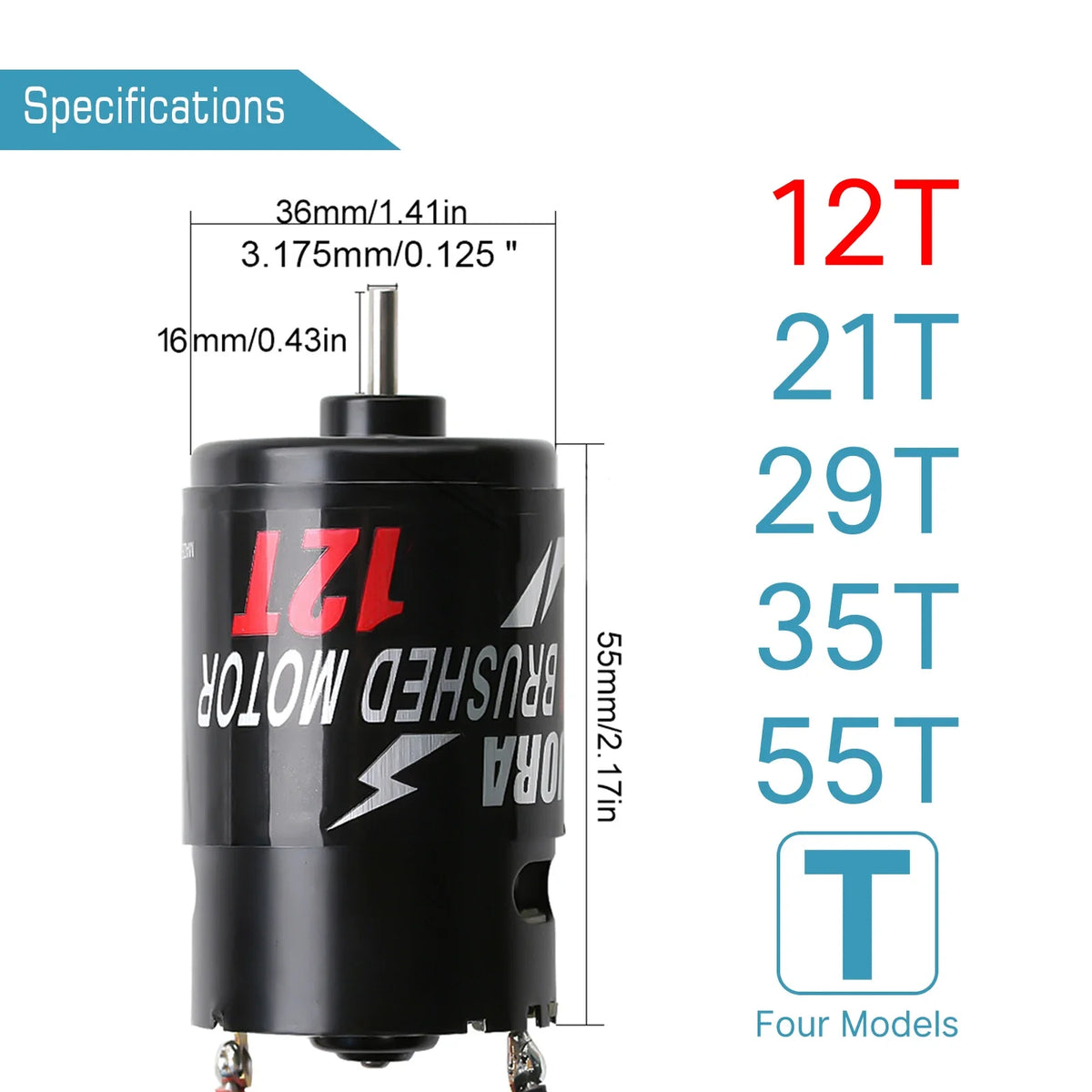 Moteur INJORA étanche 12T à 55T – vue 5