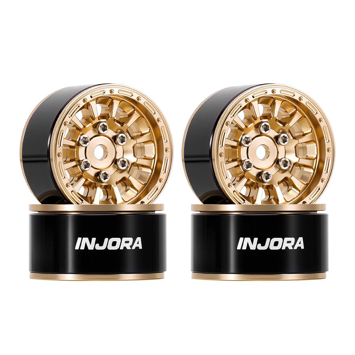 INJORA Jantes beadlock aluminium 1.0" déport 0 mm pour crawler RC 1/18–1/24 (W1056)