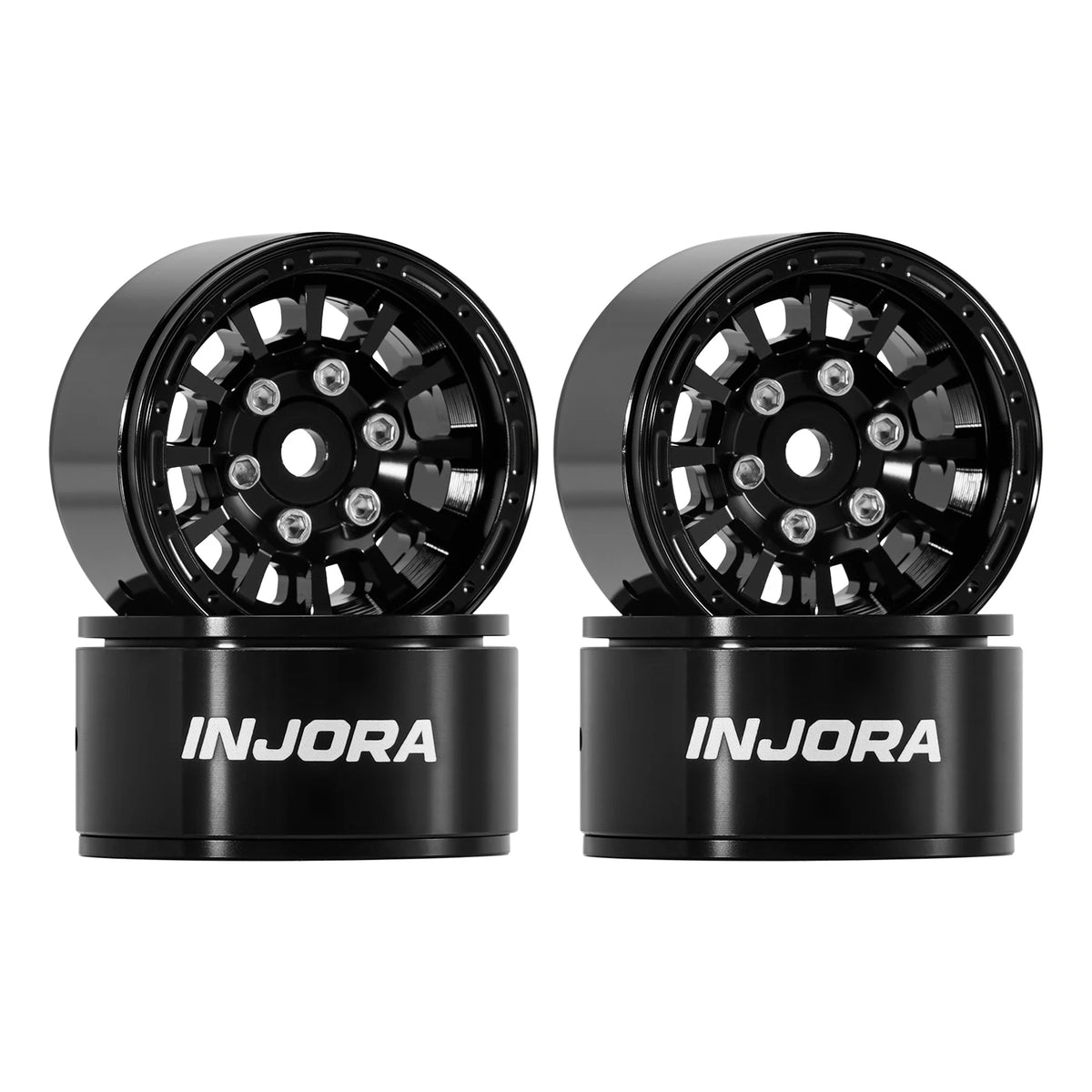INJORA Jantes beadlock aluminium 1.0" déport 0 mm pour crawler RC 1/18–1/24 (W1056)