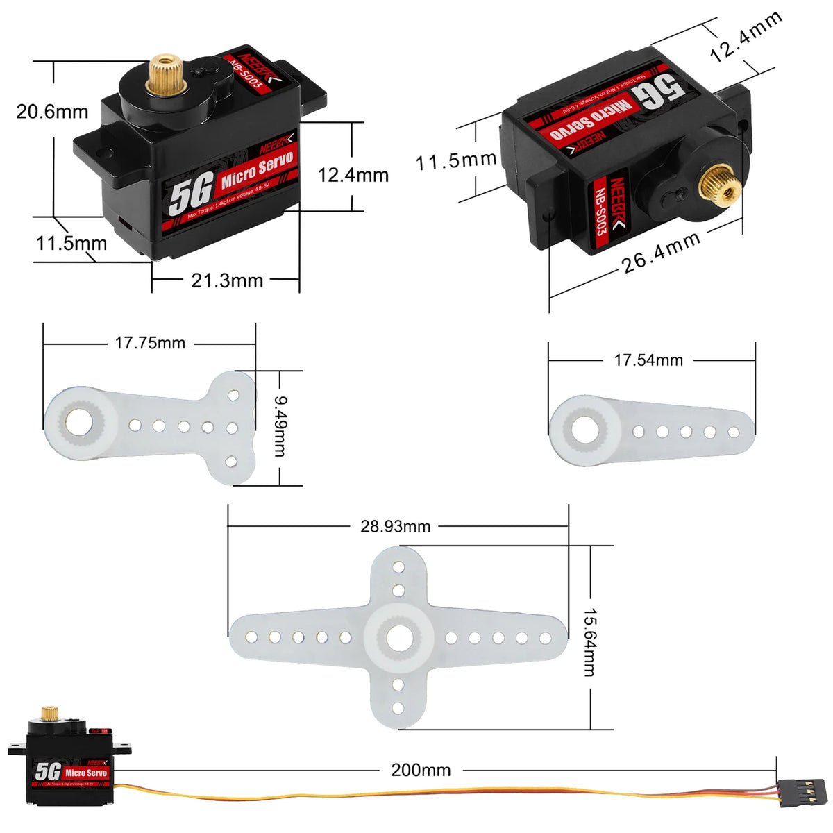 Micro-servo NEEBRC pour XKS X450 – vue complémentaire