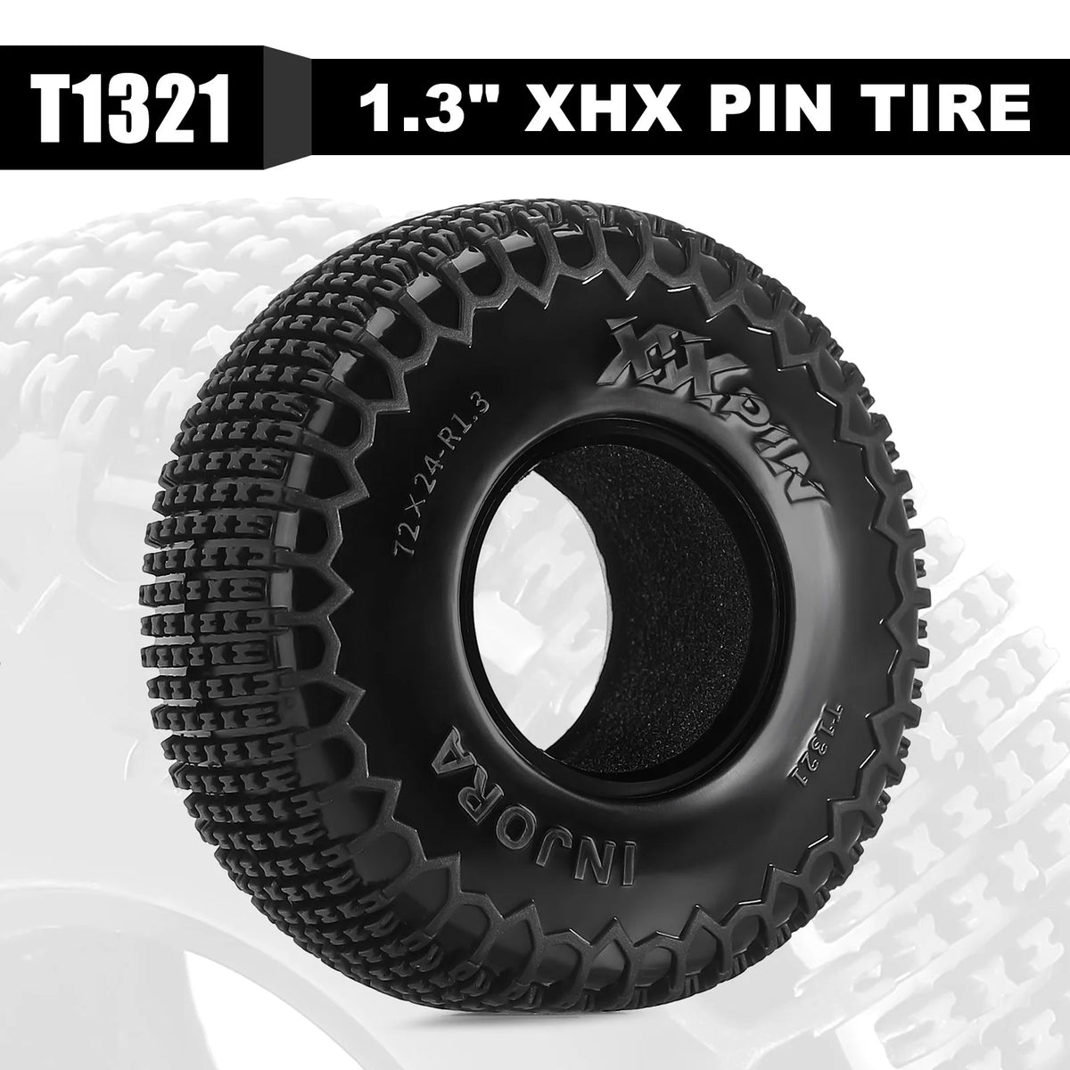 Pneus INJORA XHX Pin 1.3 72 x 24 mm – vue complémentaire