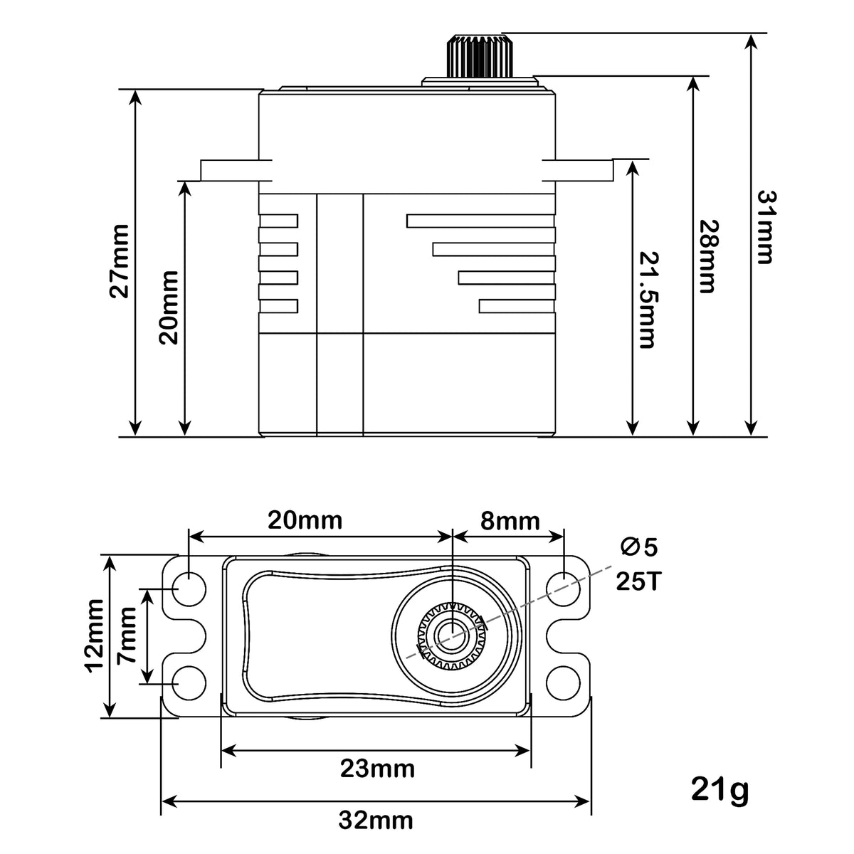 ME-X8-W360 servo treuil coreless – détail