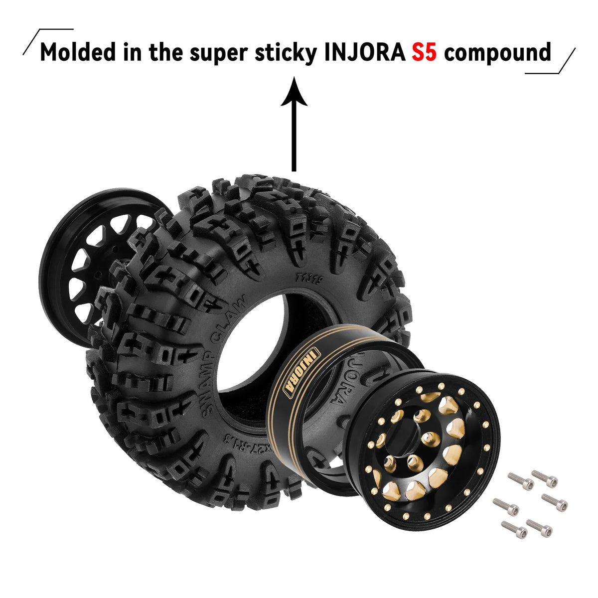 Roues lestées INJORA Swamp Claw 1.3 pour micro crawler – présentation