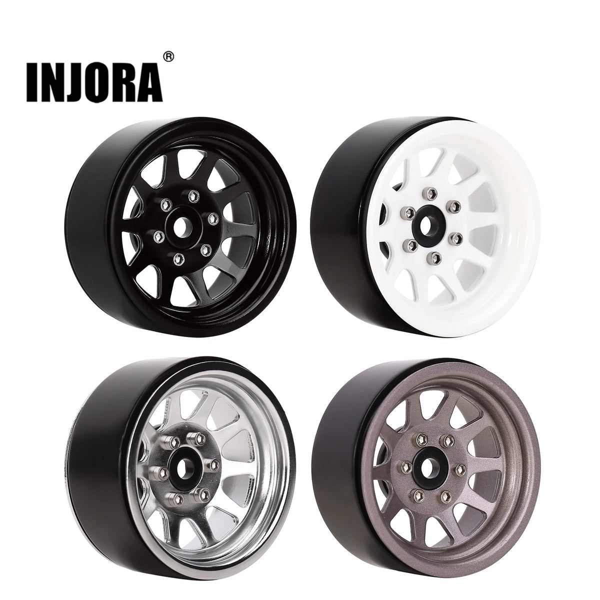 Jante beadlock INJORA métal 1.9 116 g pour crawler RC 1/10