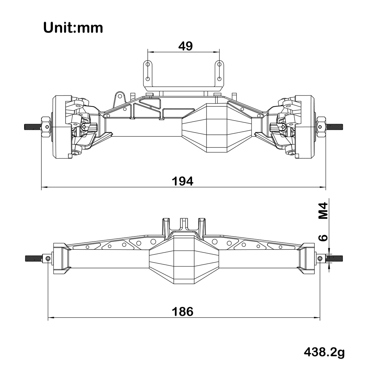 Ponts droits nylon MEUS Racing ISO Capra II SCX10 II – vue 2