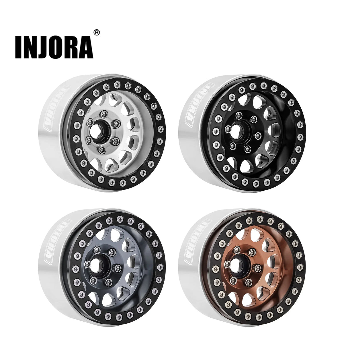 Jante beadlock INJORA aluminium 1.9 offset négatif 10,4 mm