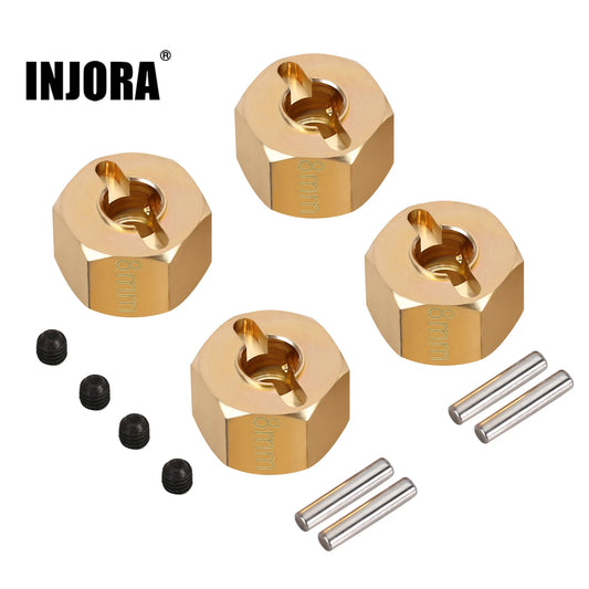 Lot de 4 hexagones de roue laiton INJORA 8 ou 10 mm pour crawler 1/10