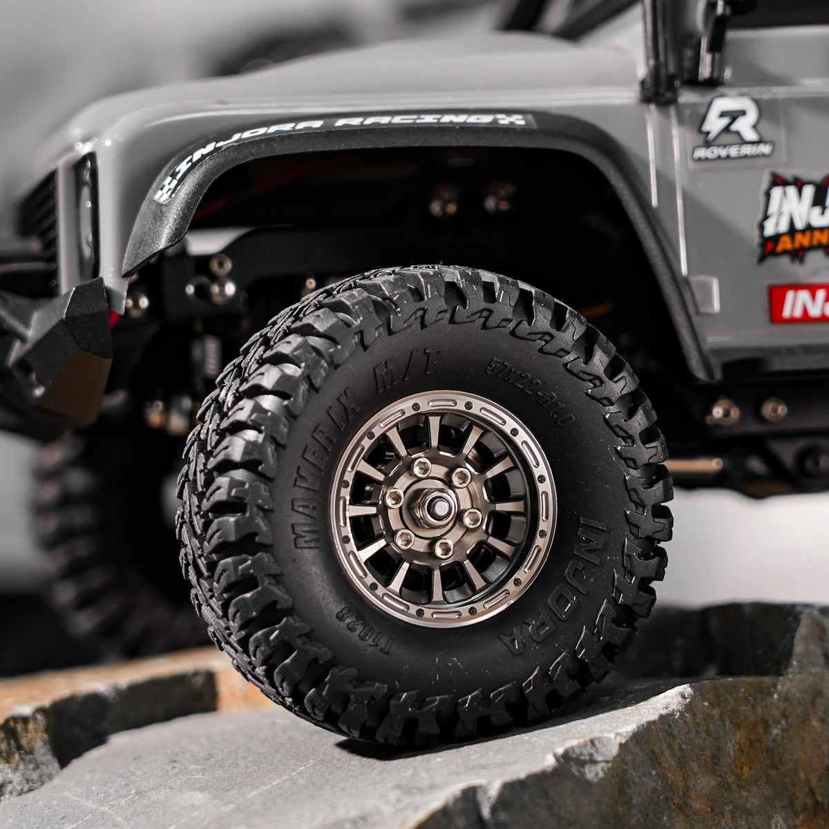 INJORA Jantes beadlock aluminium 1.0" déport 0 mm pour crawler RC 1/18–1/24 (W1056)