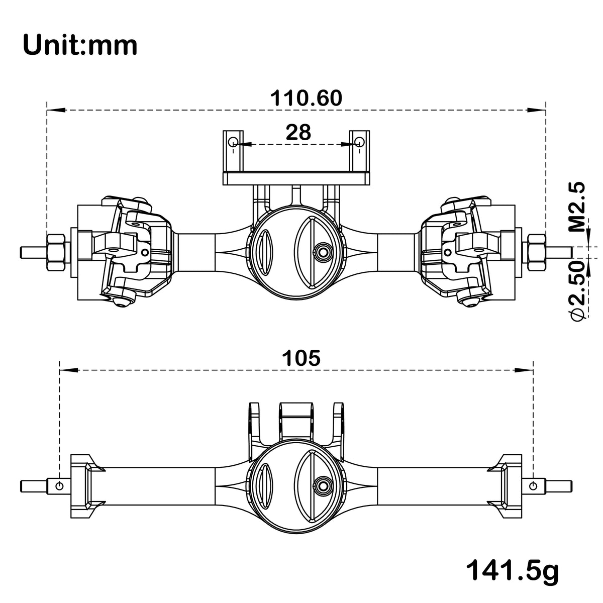 Ponts MEUS Racing TRX4M V2 isocinétiques – vue complémentaire