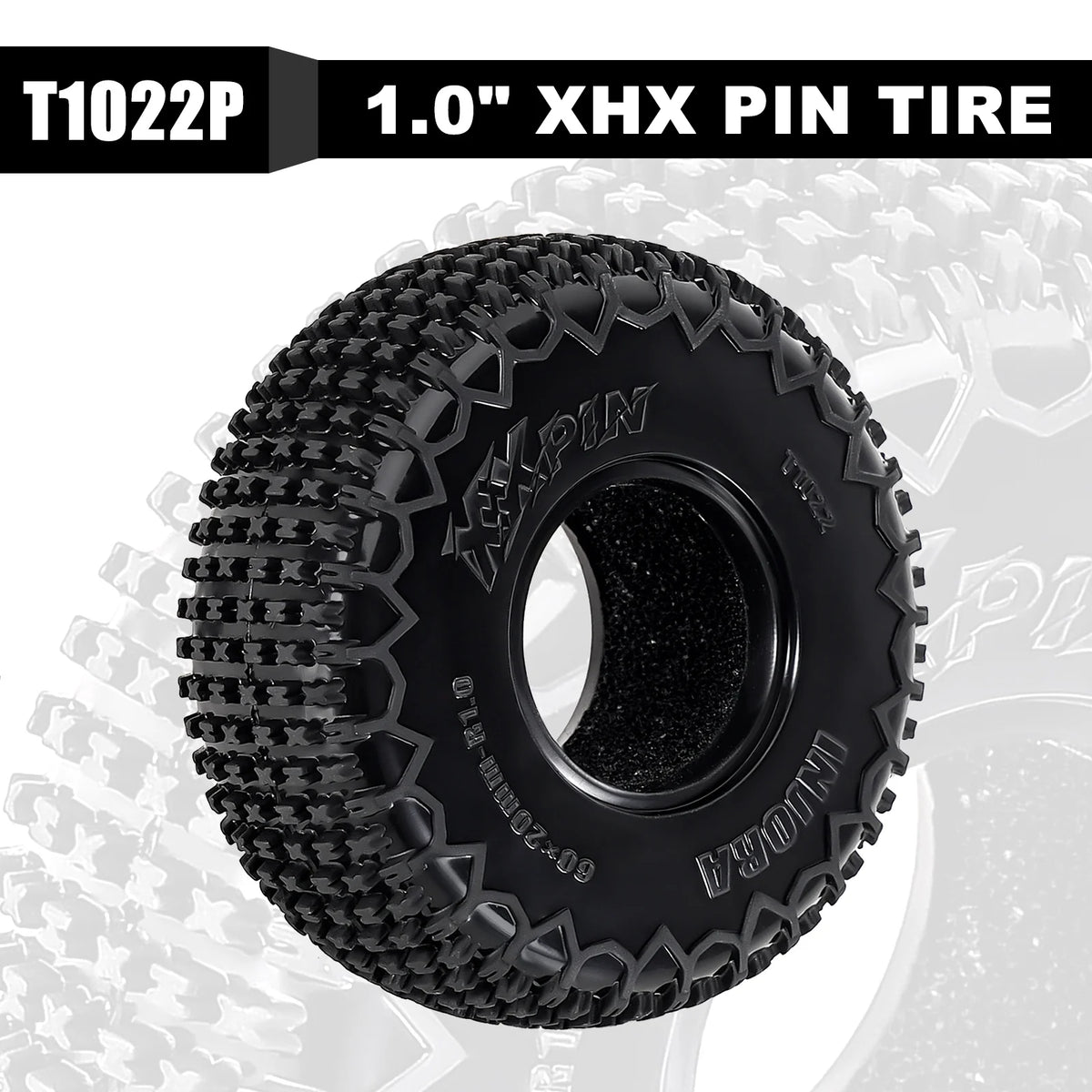 Pneus INJORA XHX Pin 1.0 60 x 20 mm pour SCX24 FCX24 – vue complémentaire