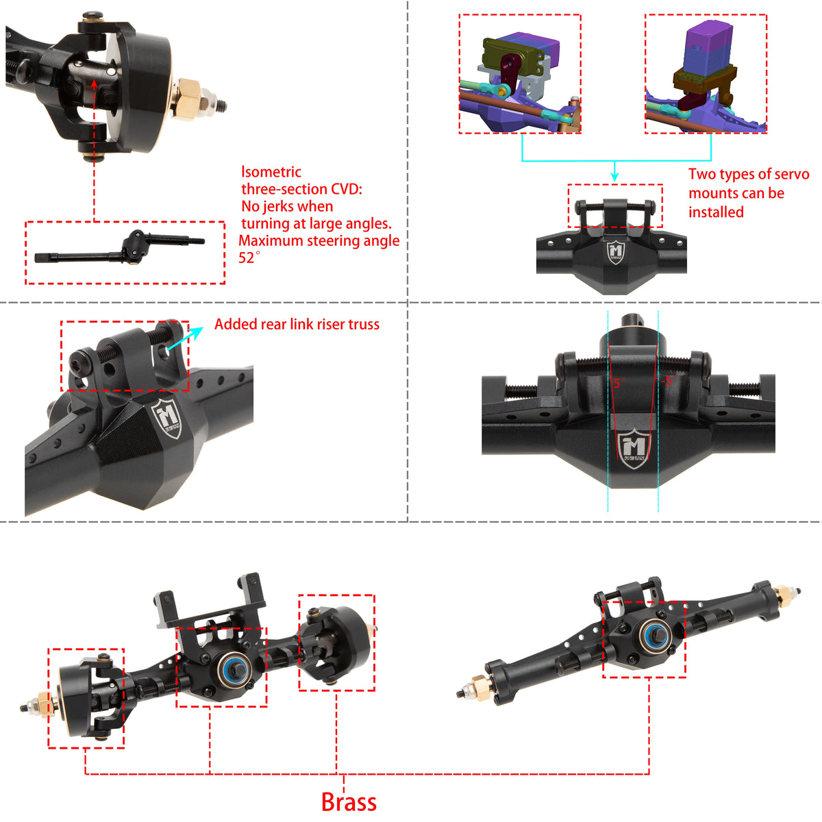 Essieux TRX4M isocinétiques direction 52 degrés – détail produit