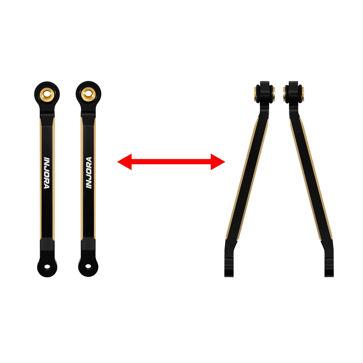 INJORA biellettes laiton noir FCX18 LC80 1/18 – détail produit