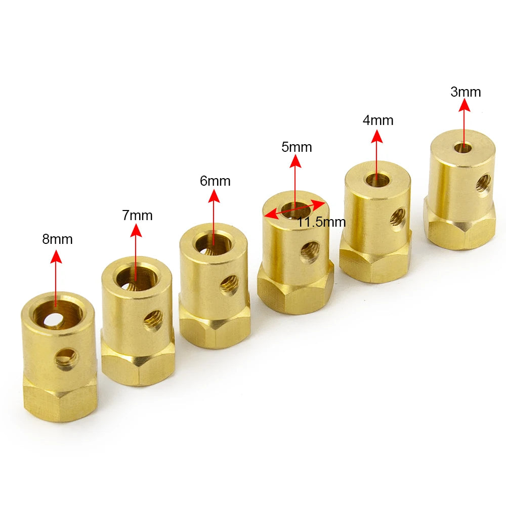Coupleurs laiton AXSPEED hexagone 12 mm pour arbres 3 à 8 mm – vue complémentaire