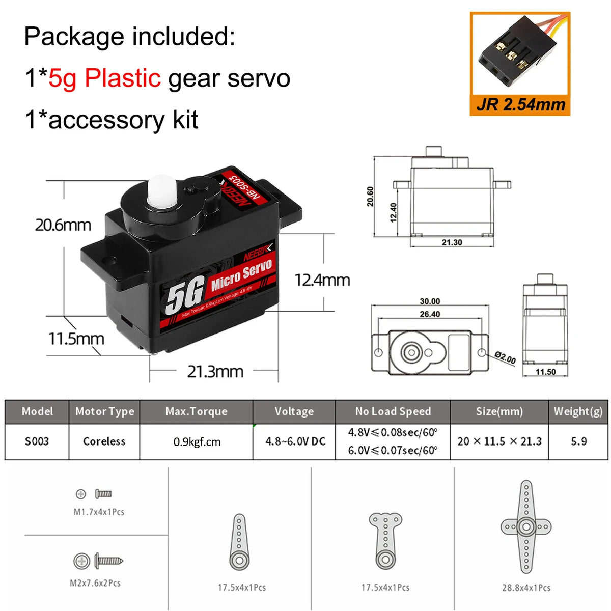 Servo compact NEEBRC pour RC – vue complémentaire
