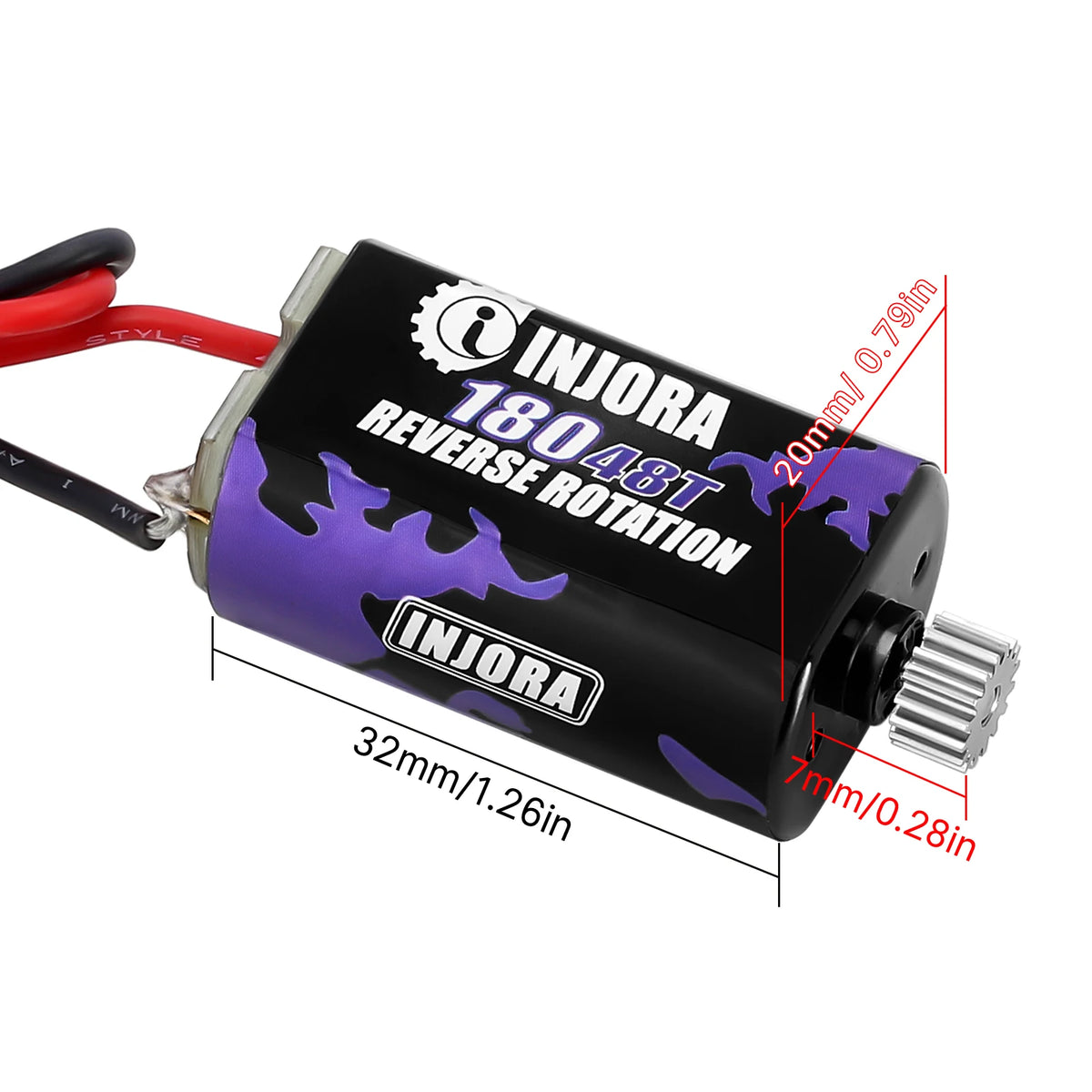 INJORA Moteur brushed 180 48T avec pignon inox pour FMS FCX18 / FCX24 (INM14)