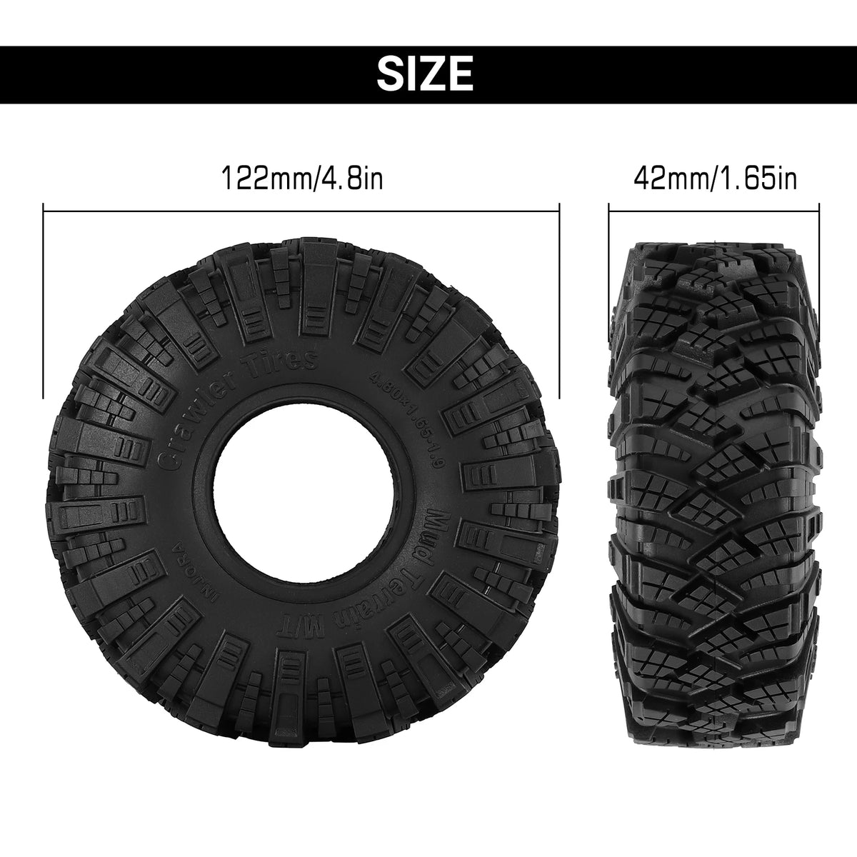 Pneus INJORA Kraken Claw S5 1.9 122 x 42 mm – vue complémentaire