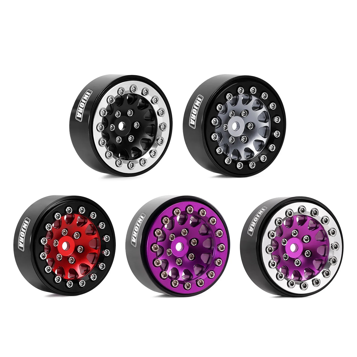 INJORA Jantes beadlock aluminium 1.3" pour crawler RC 1/24–1/18 (W1311)