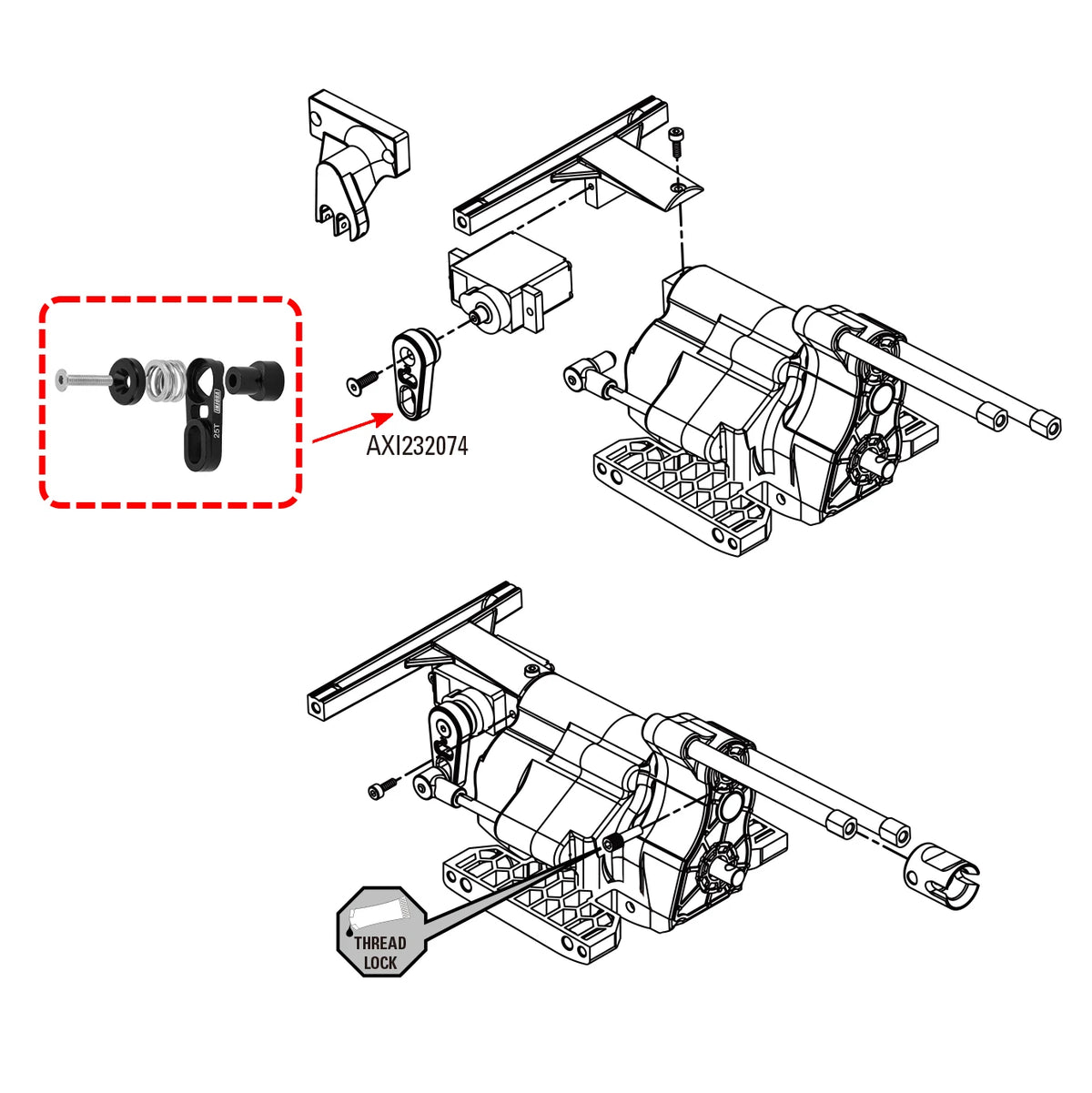 Servo horn INJORA transmission SCX10 Pro – vue 5
