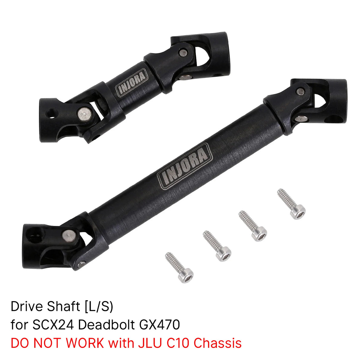 INJORA Arbres de transmission centraux acier (L/M) pour SCX24 Deadbolt / GX470 1/24