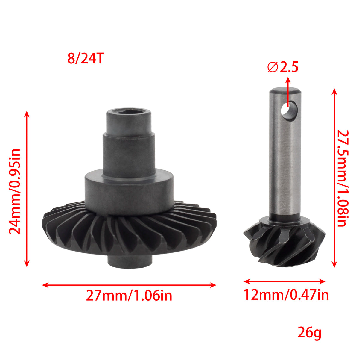 Pignons différentiel MEUS Racing SCX10 Capra – vue complémentaire