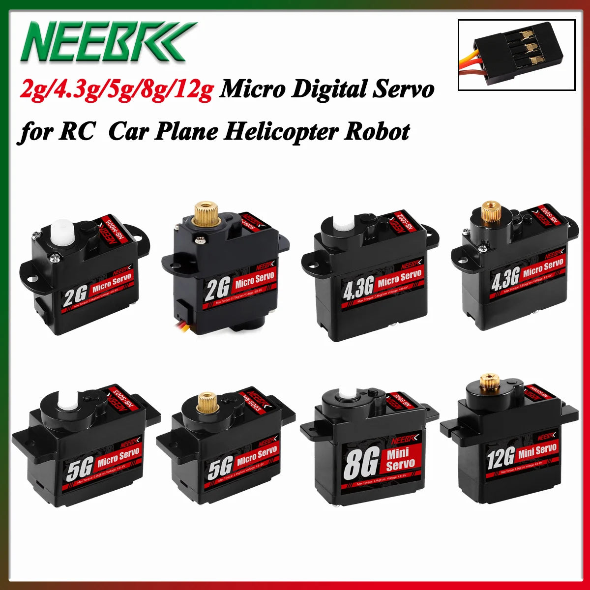 Micro-servos numériques NEEBRC 2 à 12 g pour modèles RC compacts