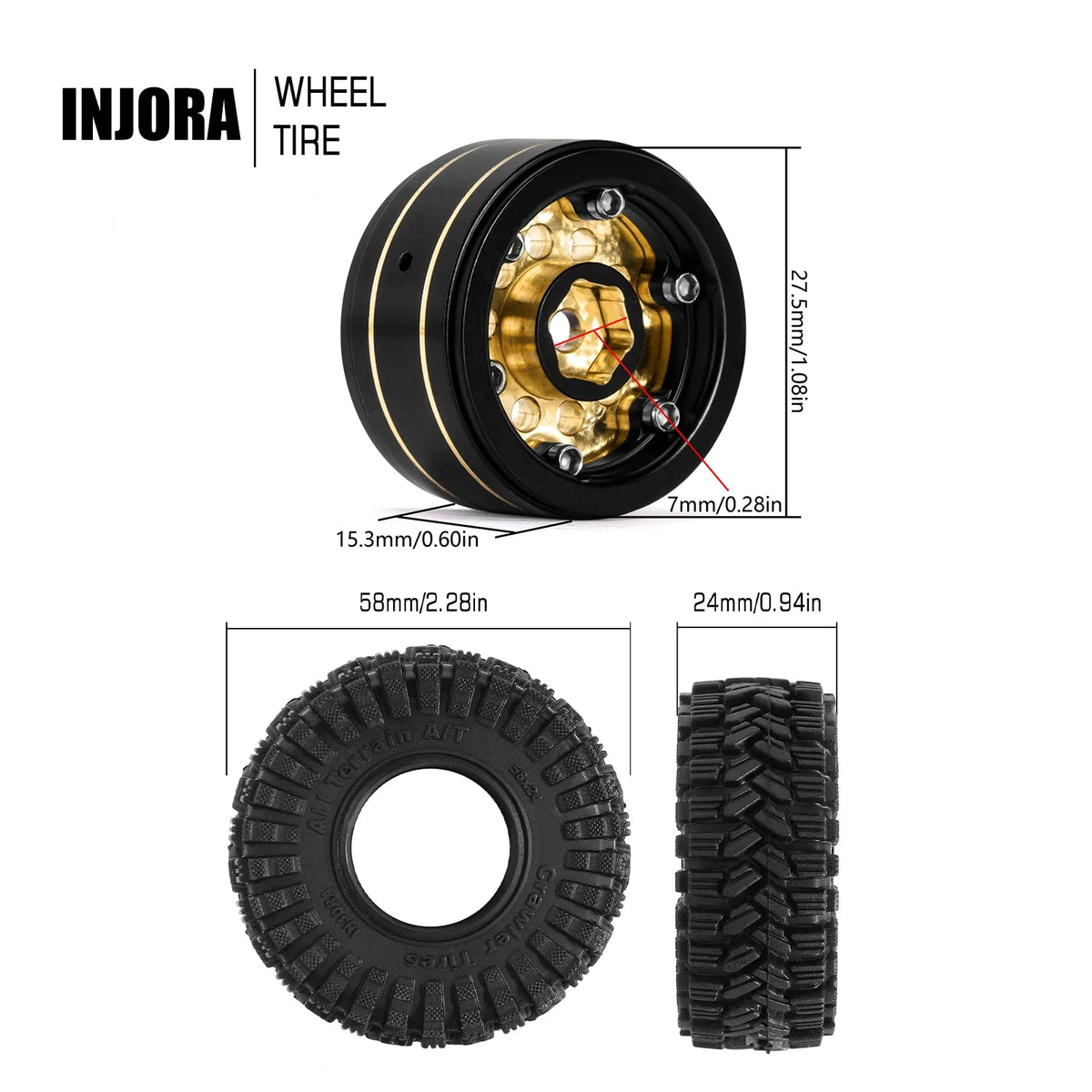 Set roues INJORA SCX24 AX24 TRX4M FCX24 – vue 3