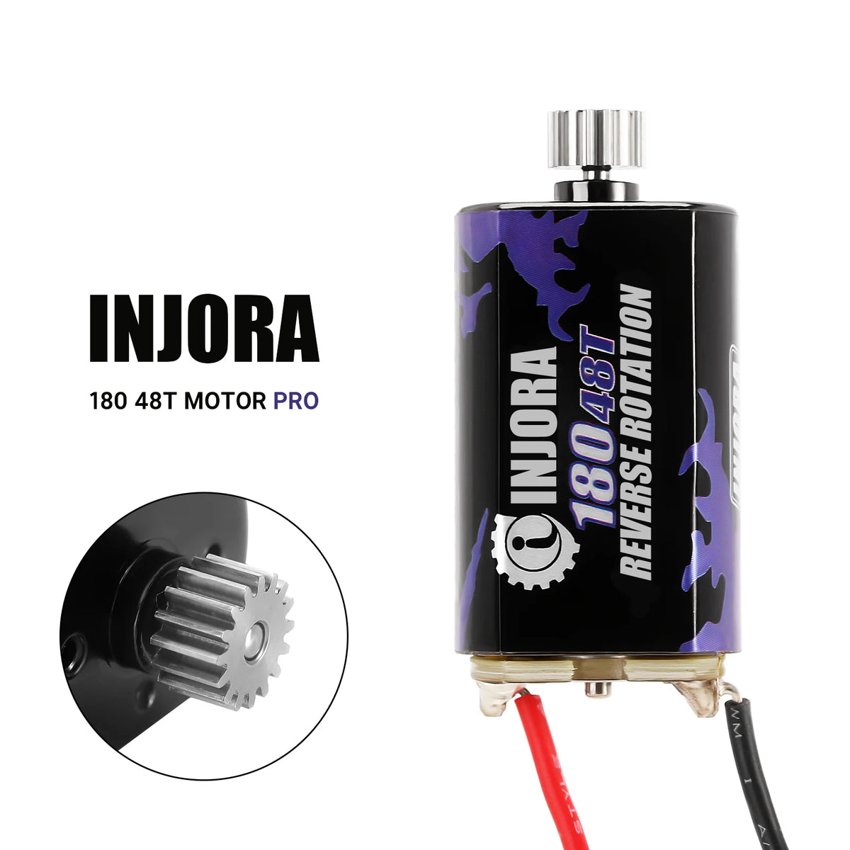 INJORA Moteur brushed 180 48T avec pignon inox pour FMS FCX18 / FCX24 (INM14)