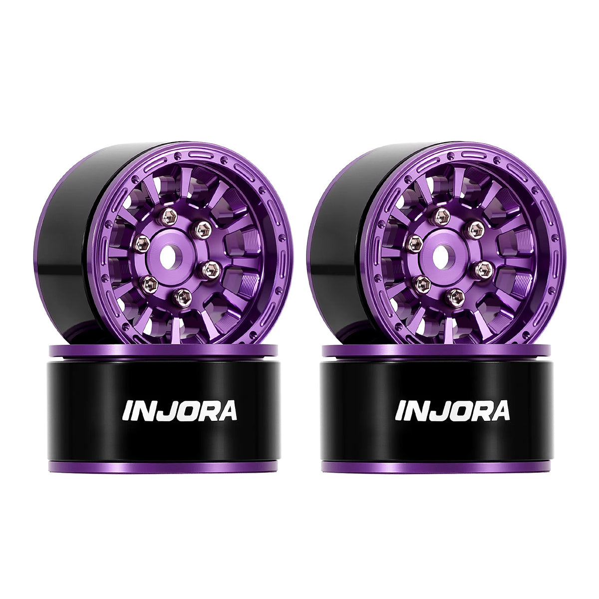 INJORA Jantes beadlock aluminium 1.0" déport 0 mm pour crawler RC 1/18–1/24 (W1056)