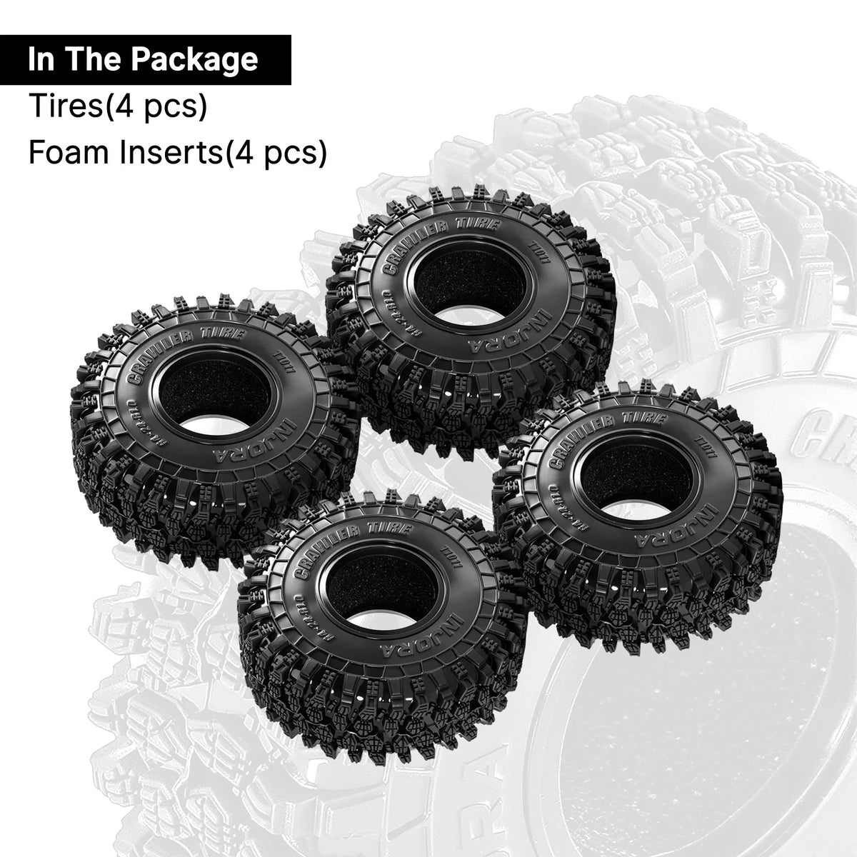 Pneus 1.0 INJORA 64 x 24 mm SCX24 FCX24 AX24 – détail