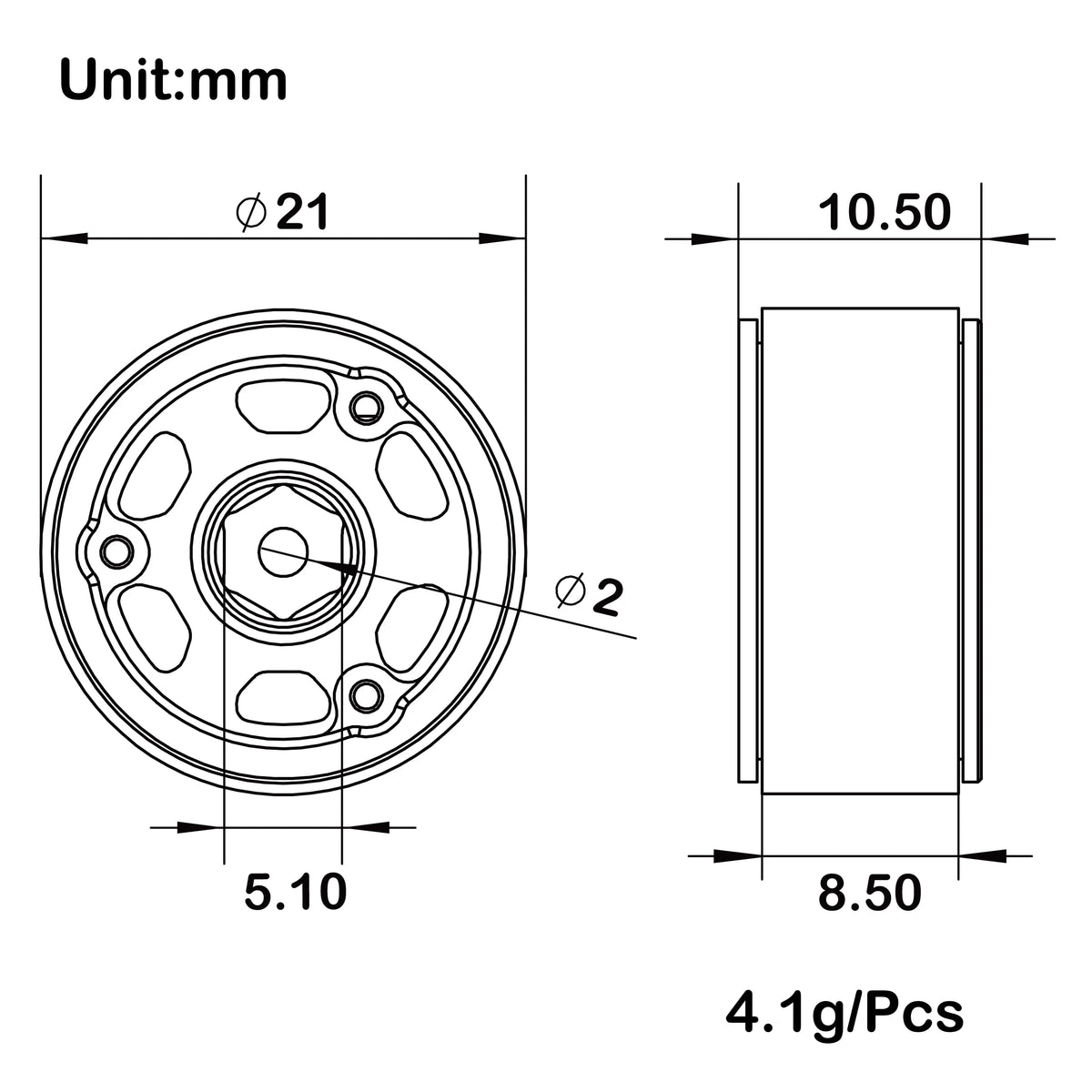 Jantes beadlock MEUS Racing 0.7 aluminium SCX30 Ascent-32 – vue 2
