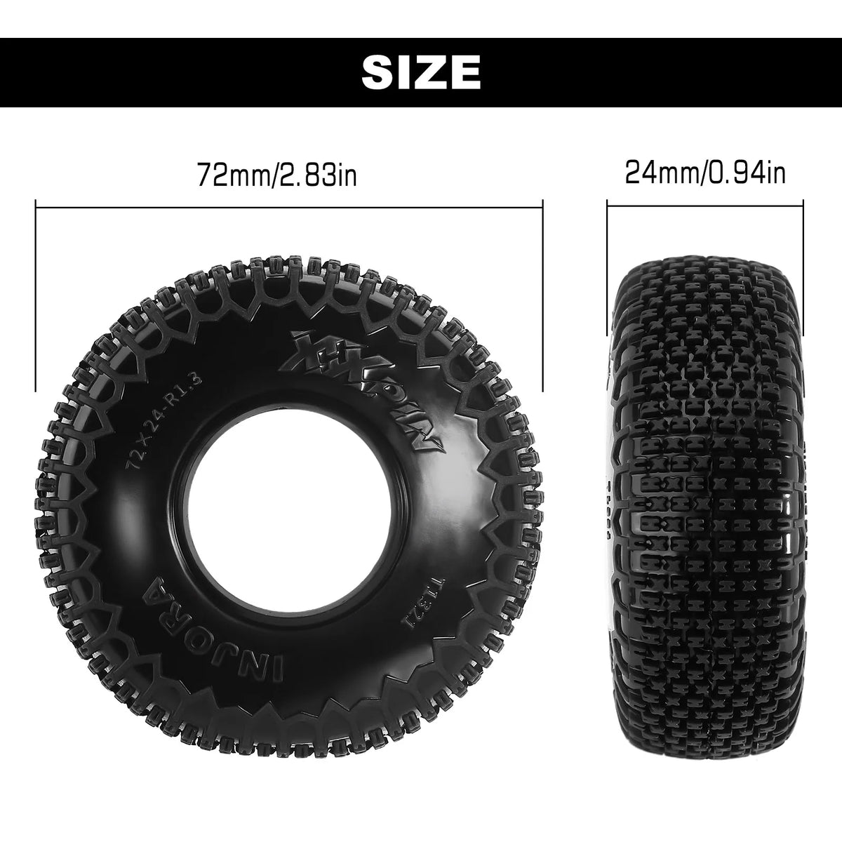 Pneus à picots INJORA XHX pour micro crawler 1/18 1/24 – détail produit