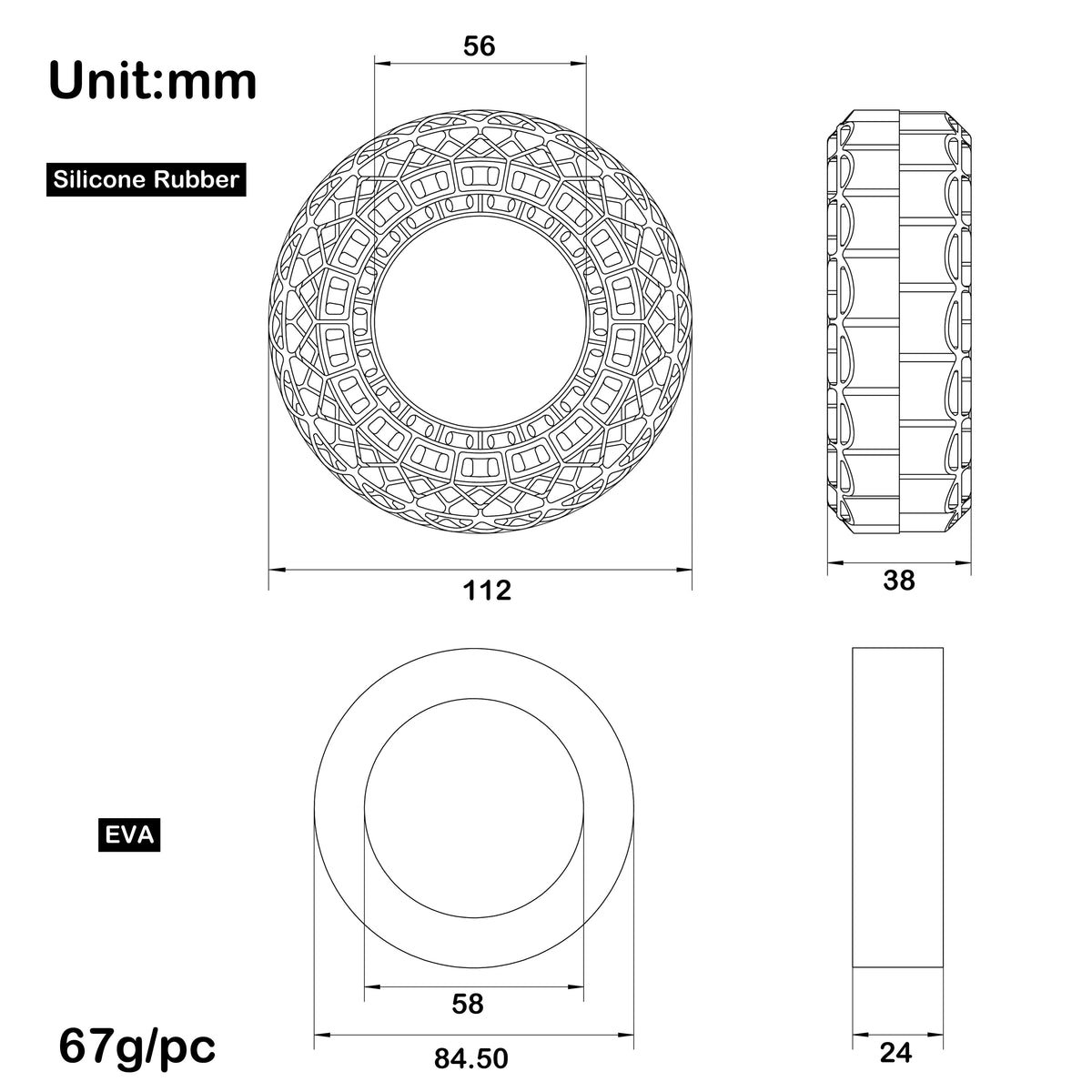 Inserts MEUS Racing silicone EVA 1.9 118 à 122 mm – vue complémentaire
