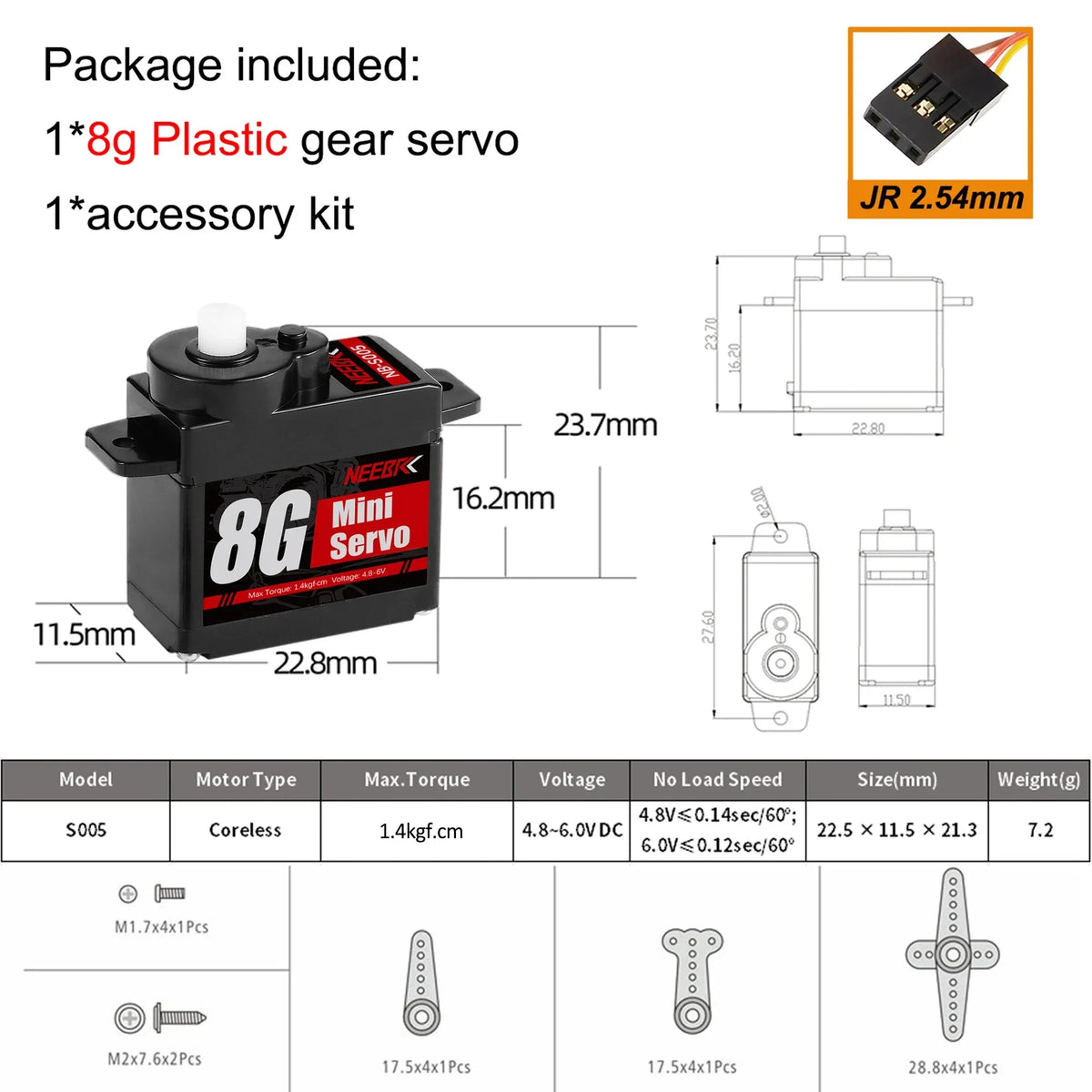 Servo numérique NEEBRC 2–12 g – autre vue