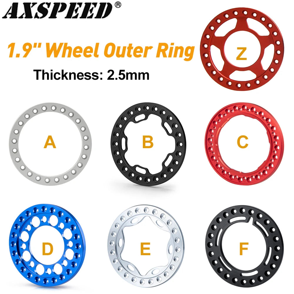Anneaux beadlock AXSPEED aluminium 1.9 pouce – lot de 4