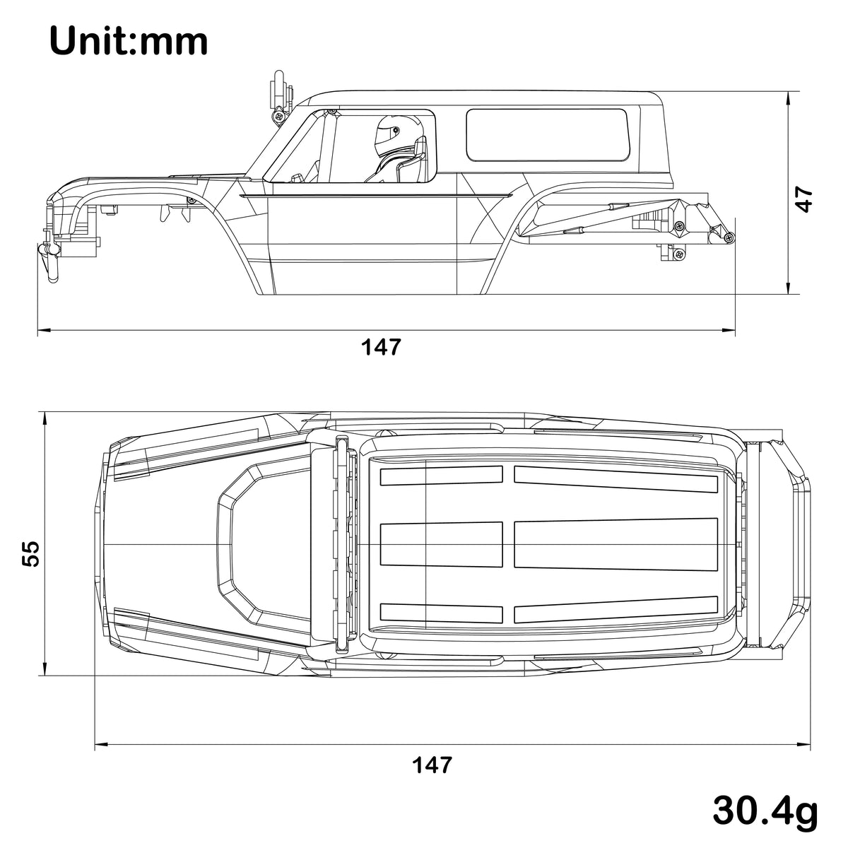 MEUS MB30 body shell for 1/30 Axial SCX30 - alternate product view