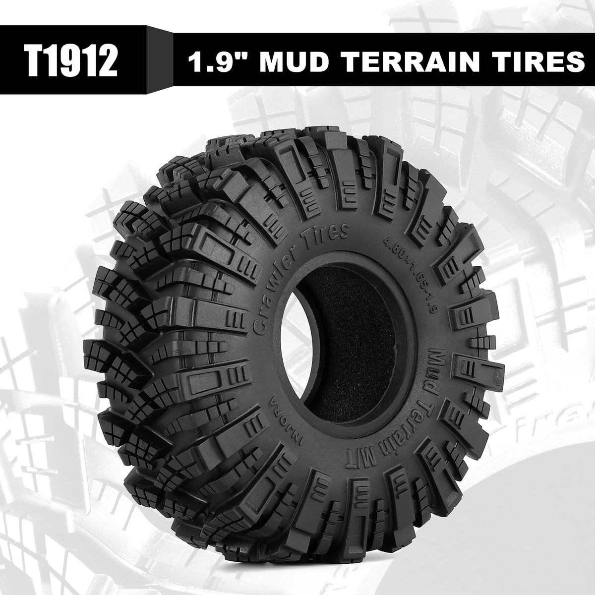 Lot de quatre pneus Kraken Claw S5 INJORA pour crawler 1/10 – détail produit