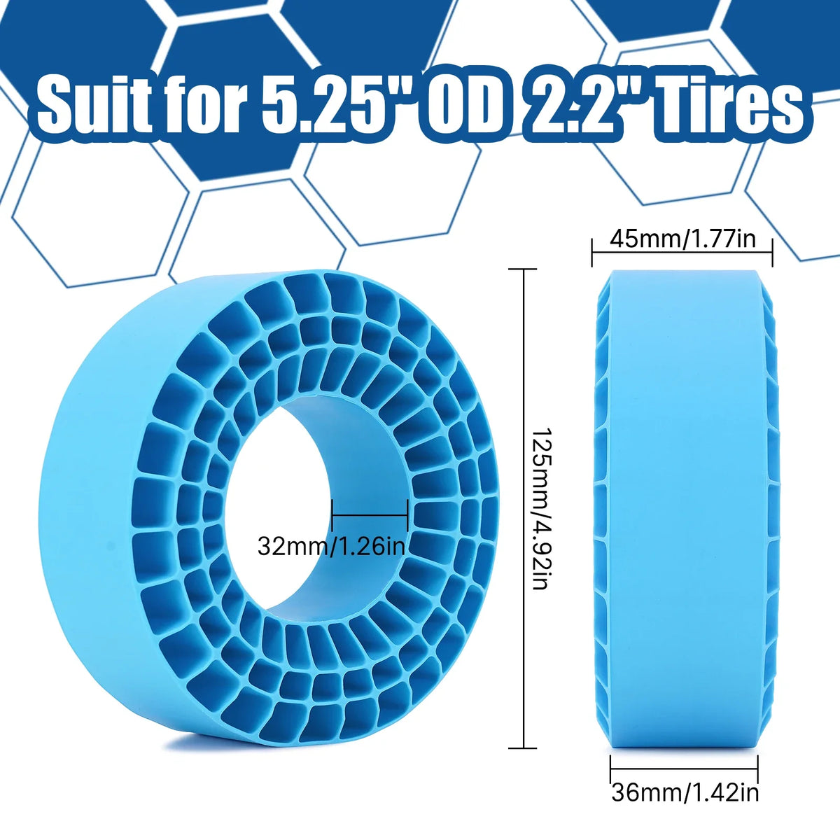 Quatre inserts INJORA en silicone pour pneus crawler 5.25 pouces – détail produit