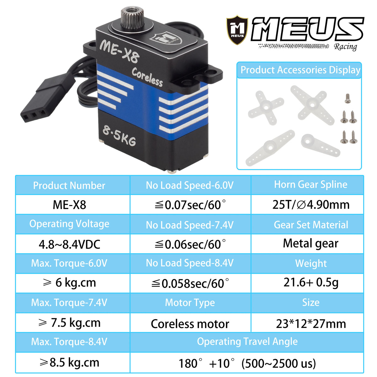 Servo 8,5 12,5 kg MEUS pour micro crawler – détail produit