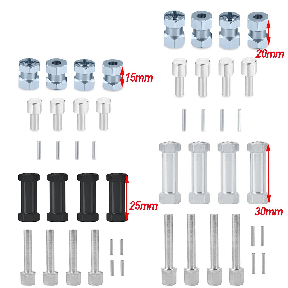 Élargisseurs AXSPEED hexagone 12 mm 15 à 30 mm pour SCX10 et TRX4 – vue complémentaire