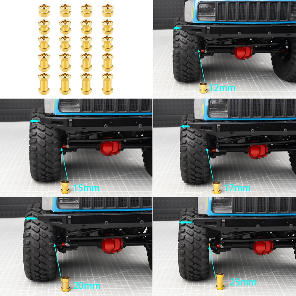 Élargisseurs laiton AXSPEED hexagone 12 mm pour SCX10 II / D90 – vue 2