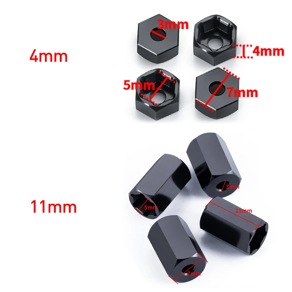 Adaptateurs AXSPEED 5 vers 7 / 12 mm pour roues WPL D12