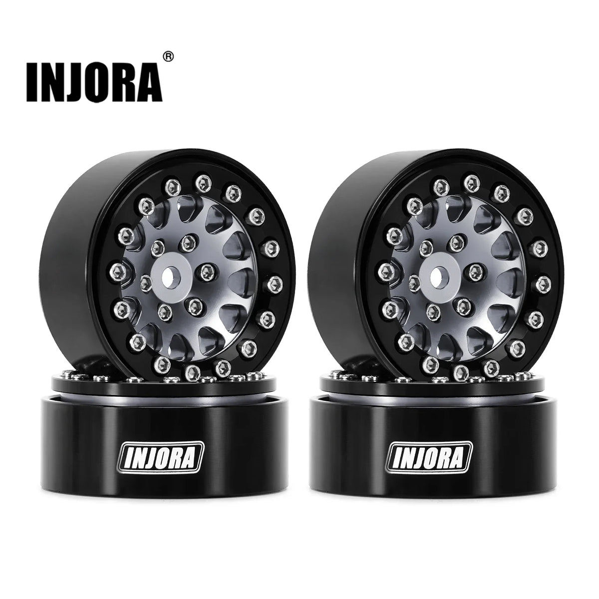 Jantes beadlock INJORA aluminium 1.3 pour crawler 1/18 et 1/24