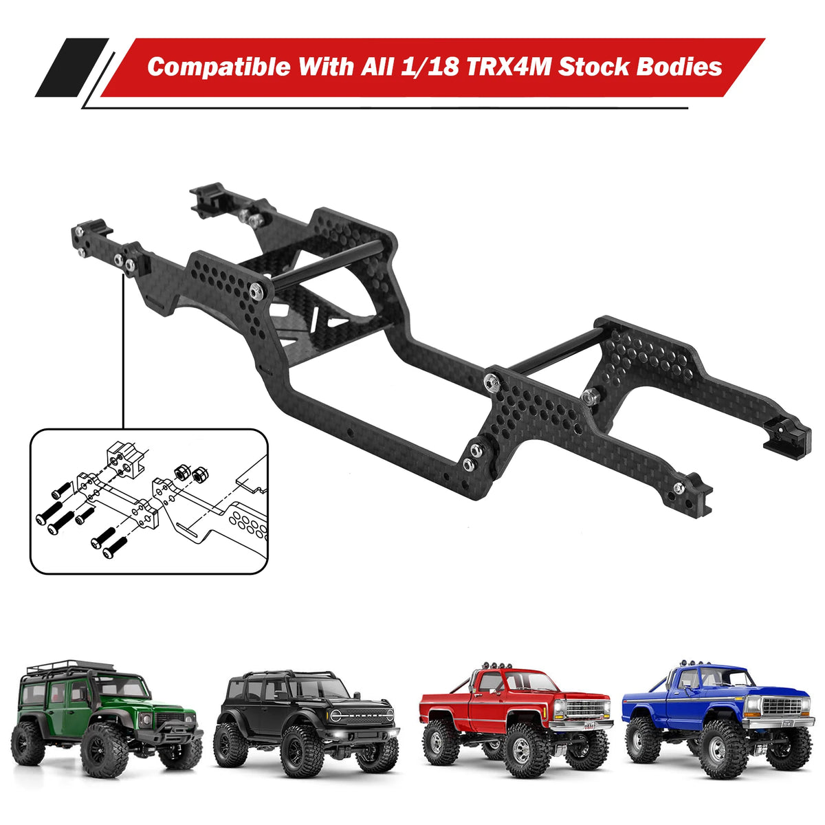 Châssis INJORA centre de gravité bas pour Traxxas TRX4M 1/18